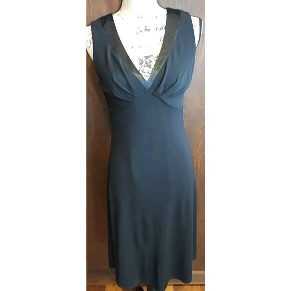 LOFT Dresses & Skirts - Ann Taylor LOFT Vintage Black Satin trim Sleeveless Midi Dress Sz 6 Event Formal